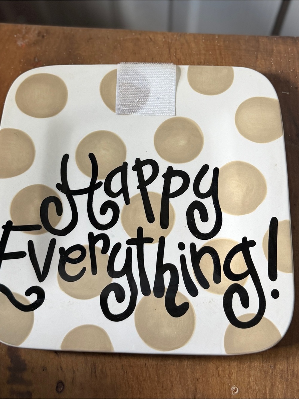 Coton Colors Happy Everything Plate - White & Tan Polka Dots